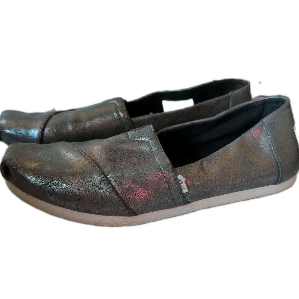 Toms Holographic Silver Slip On Alpargata Shoes Women’s Size 8